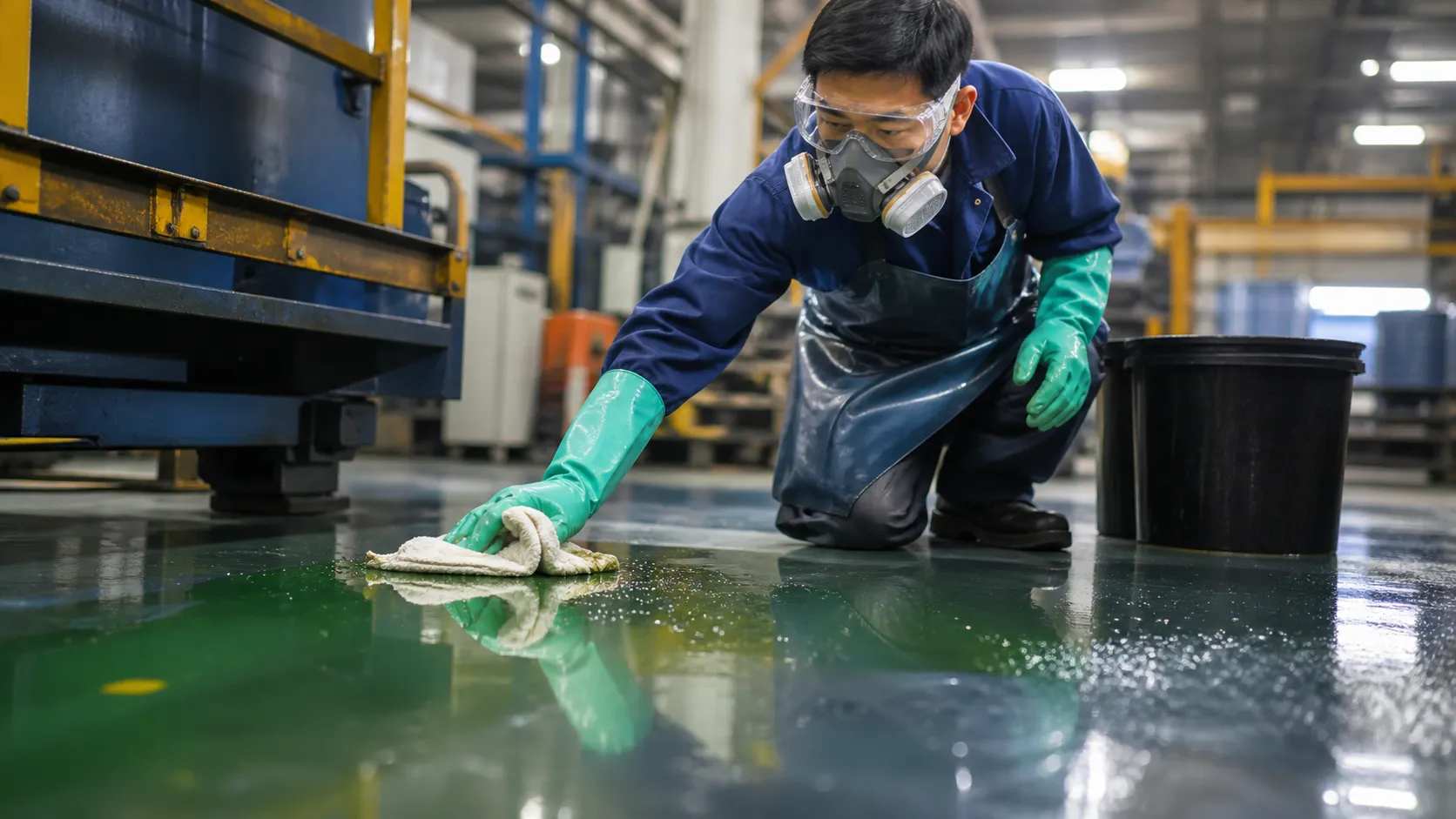化学工場 床 耐薬品 塗装