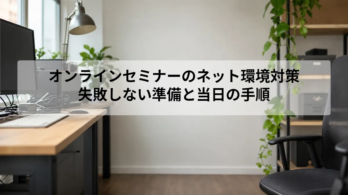 オンラインセミナーのネット環境対策｜失敗しない準備と当日の手順