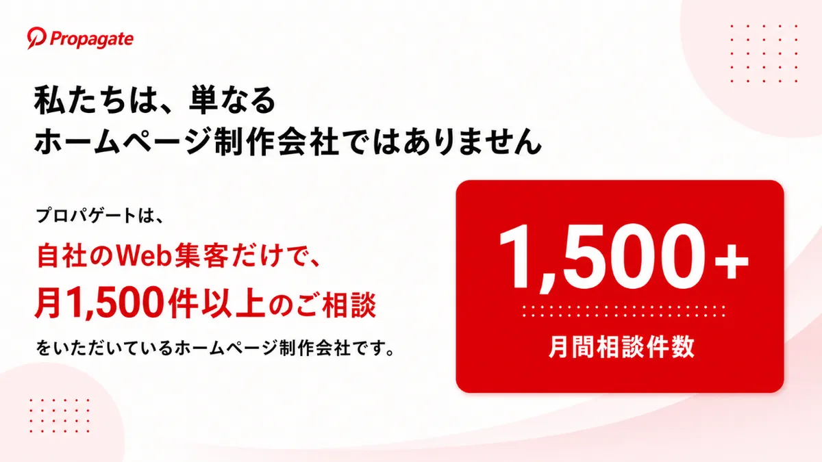 プロパゲートは自社Web集客だけで月1,500件以上の相談を受けている