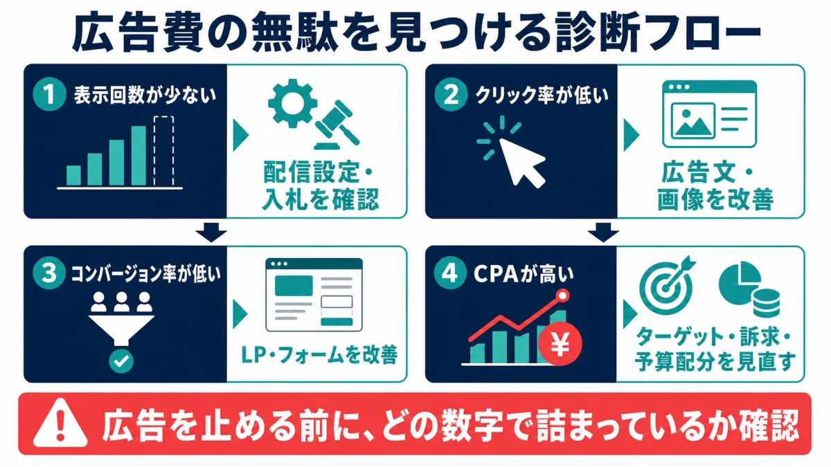 広告費の無駄を見つける診断フロー