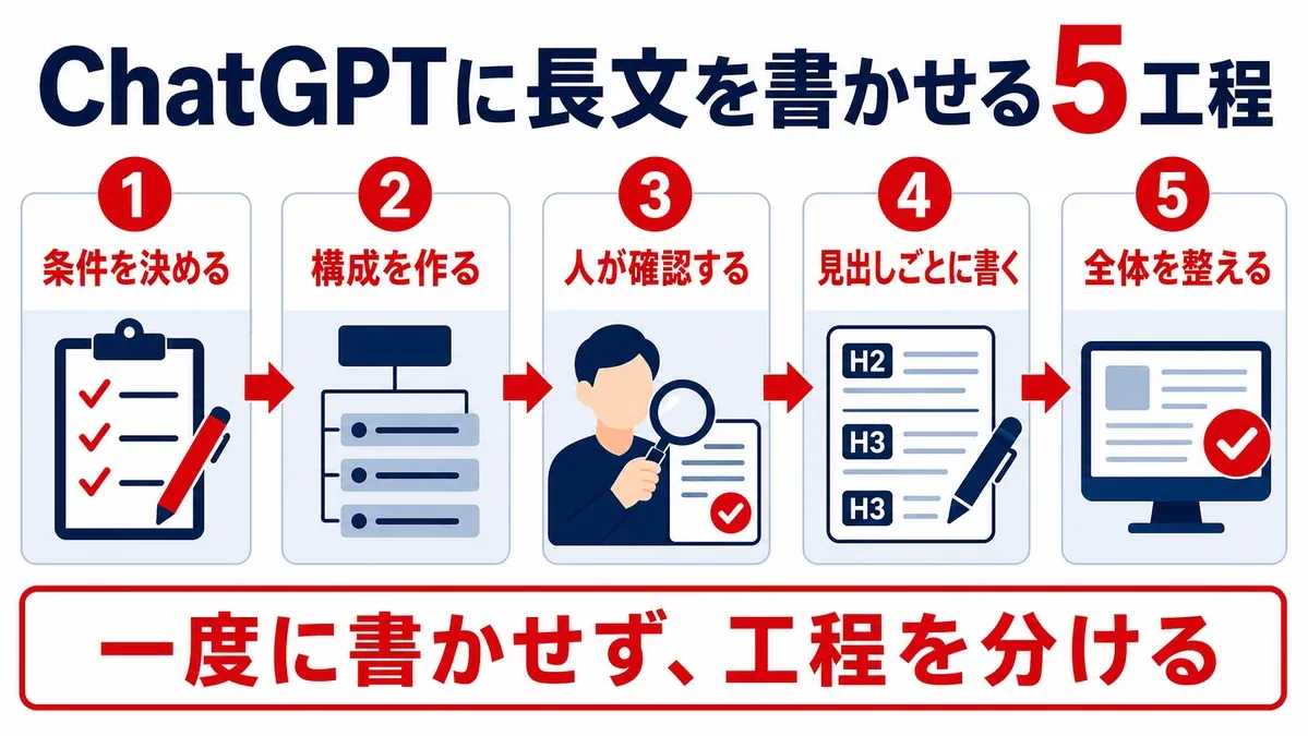 ChatGPTに長文を書かせる条件設定から全体編集までの5工程