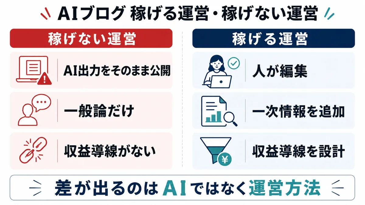 AIブログで稼げる運営と稼げない運営の違い