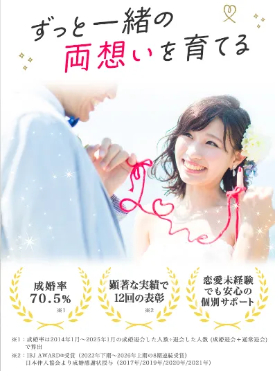 成婚実績や恋愛未経験者への個別サポートを伝える結婚相談所の訴求例