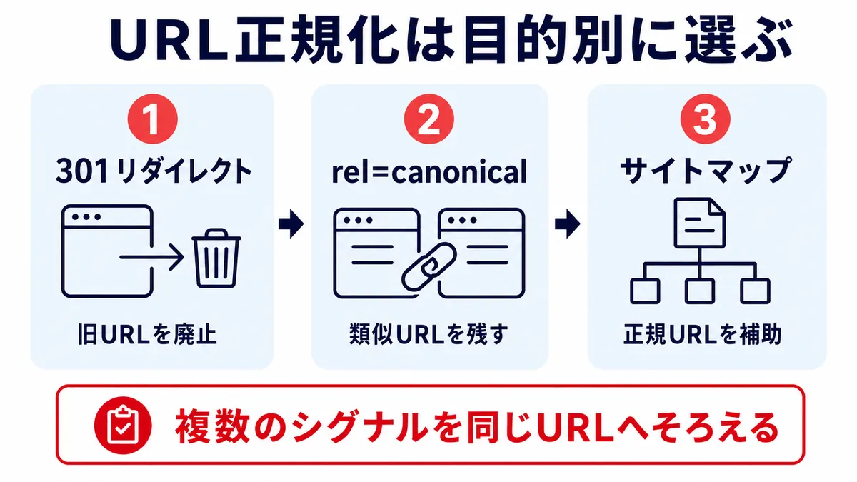 URL正規化を目的別に選ぶ方法