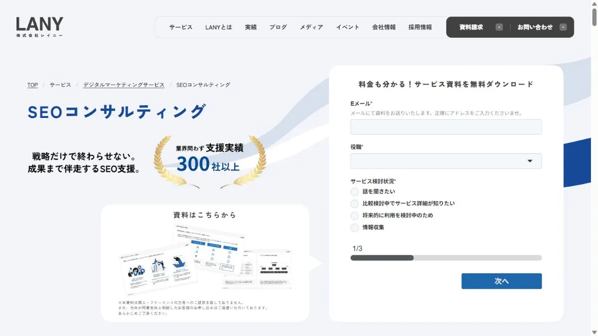 株式会社LANYのSEOコンサルティングサービスページ