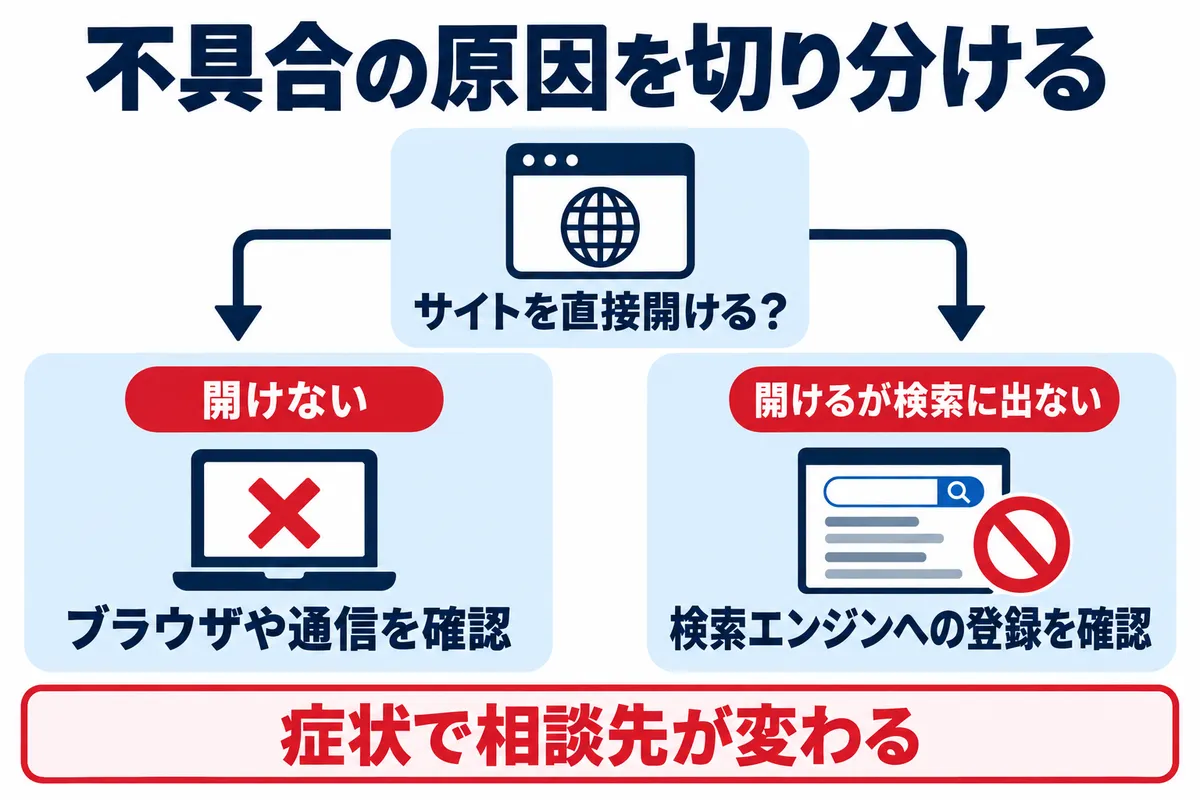症状からブラウザと検索エンジンの問題を切り分ける方法