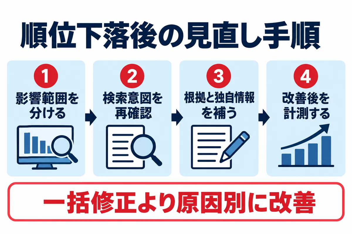 コアアップデート後に順位を戻すための改善手順