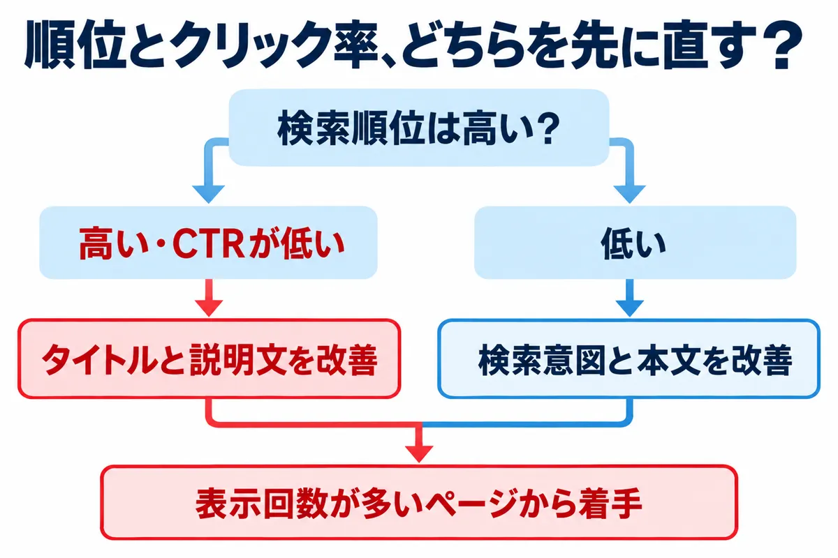 検索順位とクリック率の改善優先順位