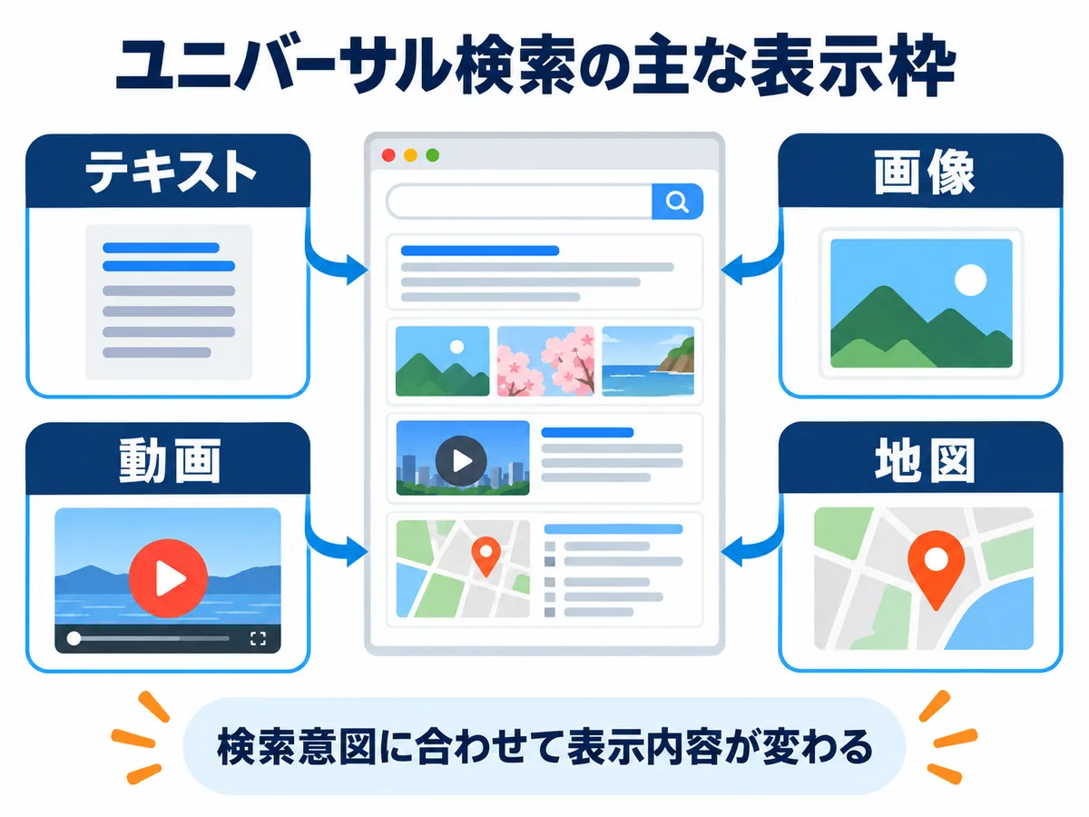 ユニバーサル検索の主な表示枠