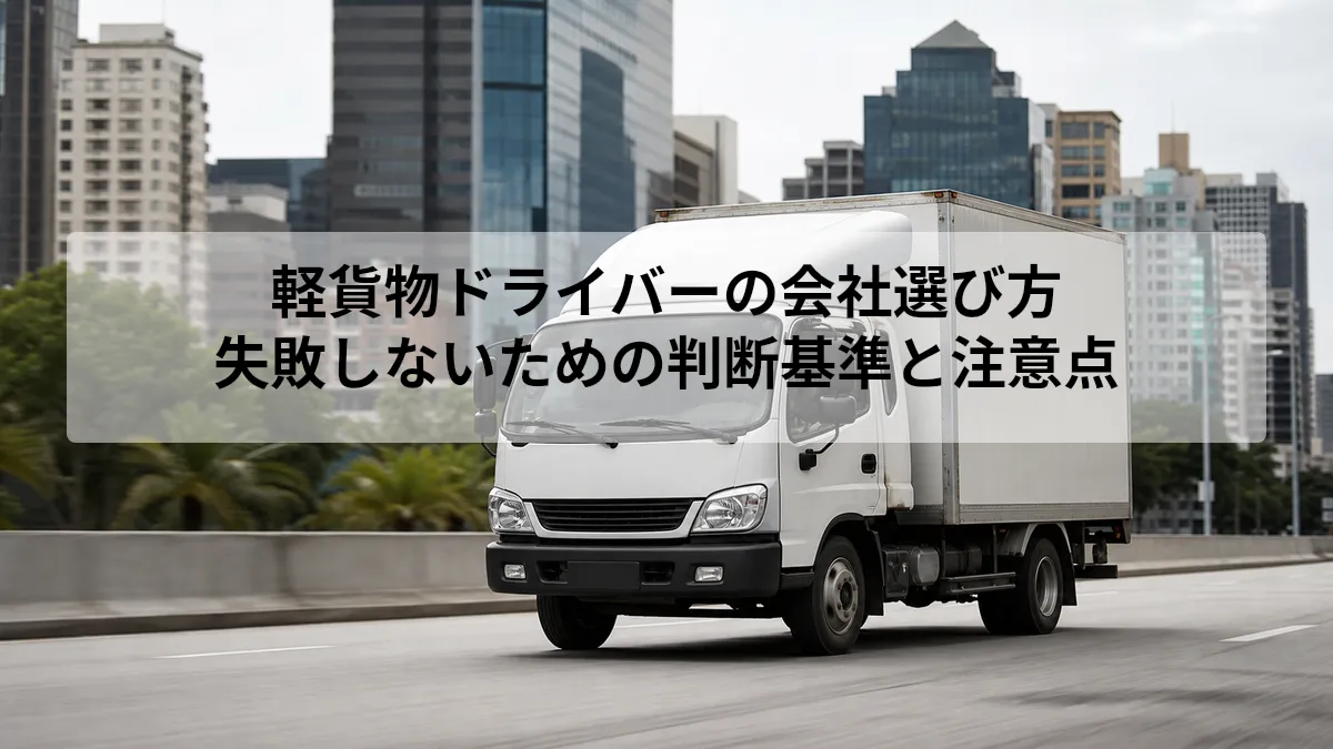 軽貨物 ドライバー 会社 選び方