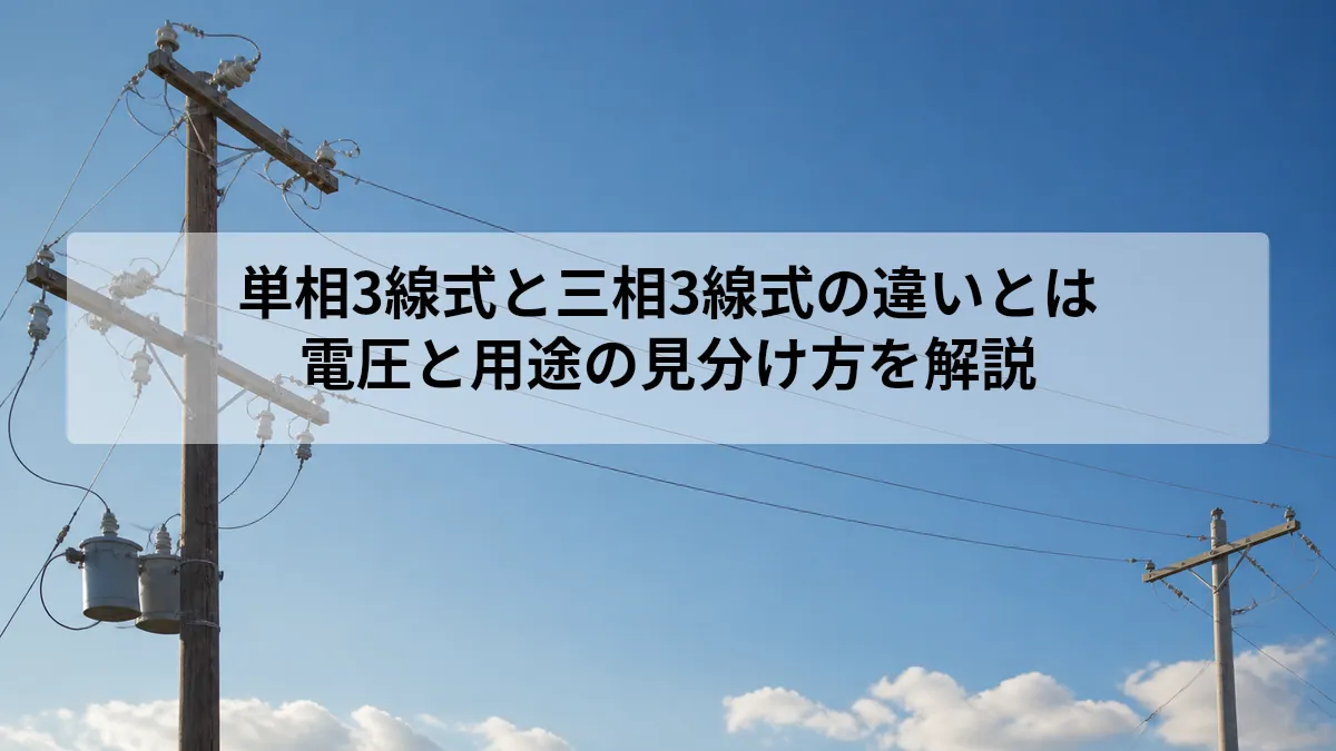 単相3線式と三相3線式の違いとは｜電圧と用途の見分け方を解説