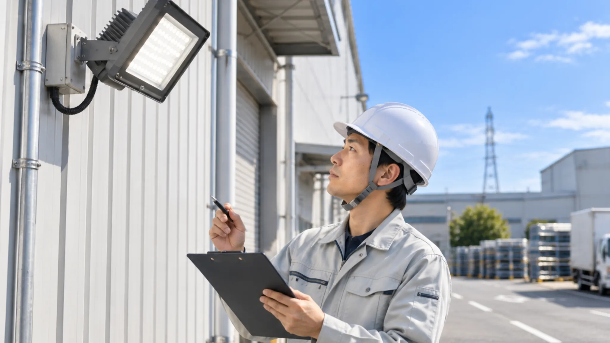 工場 屋外 LED工事 湖西