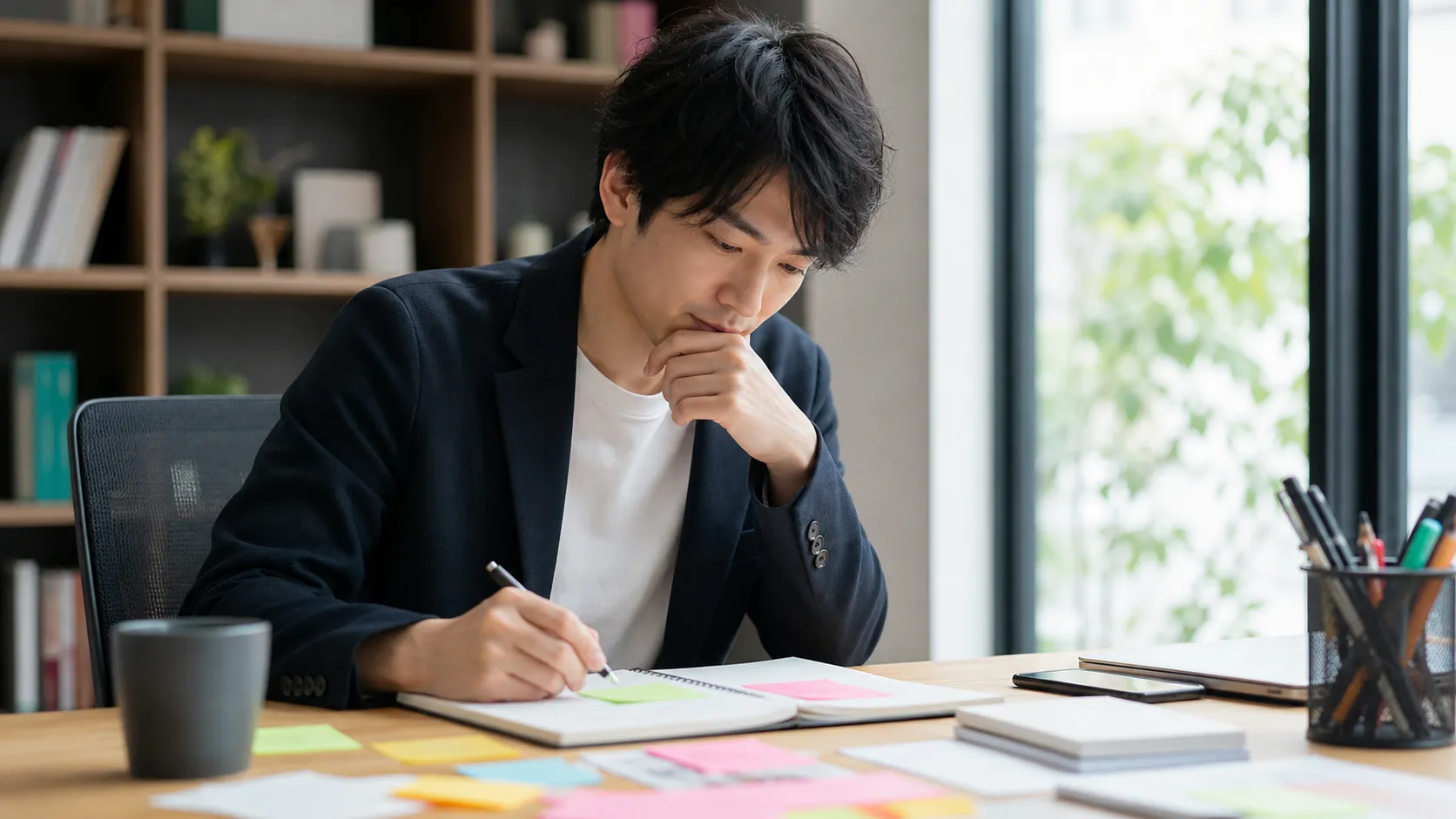 検索順位ごとのクリック率を確認して改善案を考えるSEO担当者