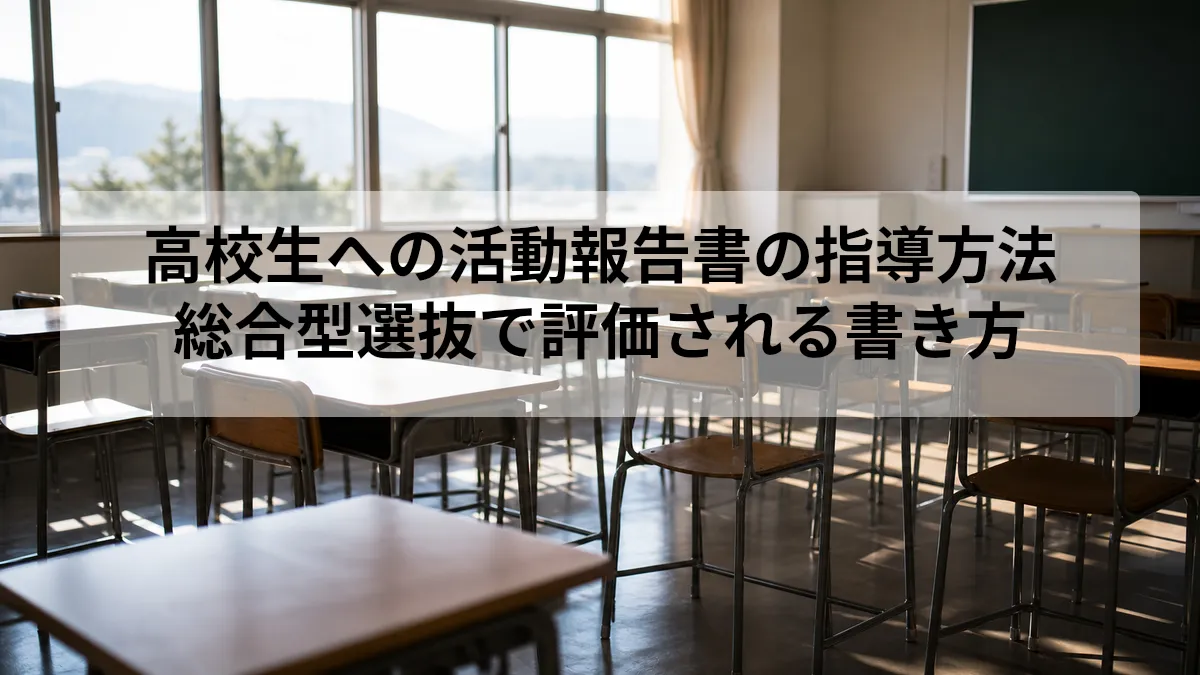 高校生への活動報告書の指導方法｜総合型選抜で評価される書き方